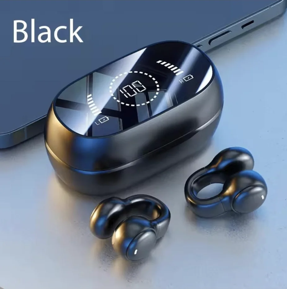 Auriculares bluetooth negro con pantalla digital